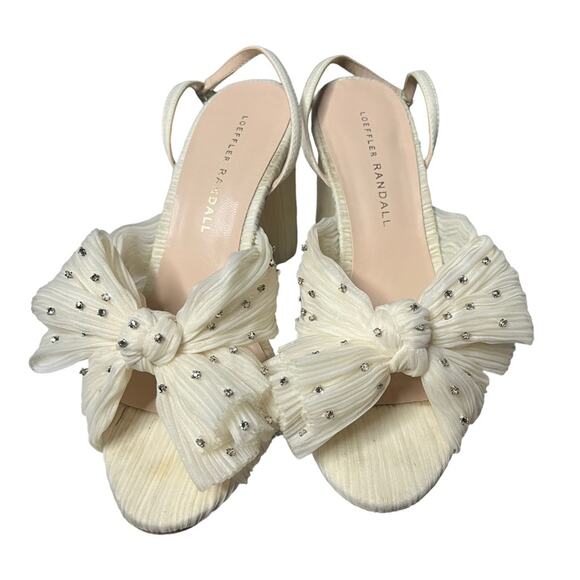 Loeffler Randall Camellia Pearl Rhinestone Pleated Heels sz 6B - Picture 7 of 16